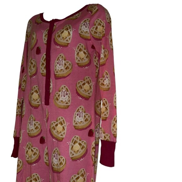Munki Munki Womens Valentines Day Pajamas S Pink Heart Waffles PJs Unionsuit - Picture 4 of 10